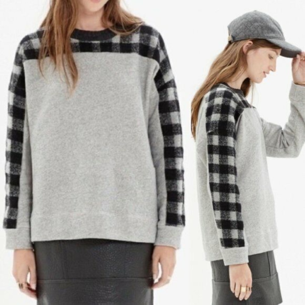 Madewell Buffalo Check Yoke Sweater